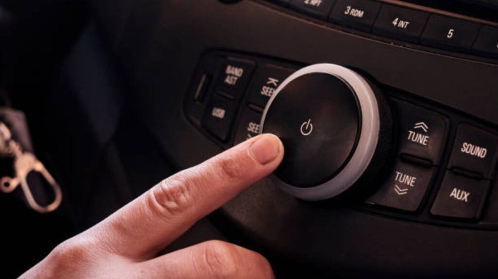 car radio with music playing
