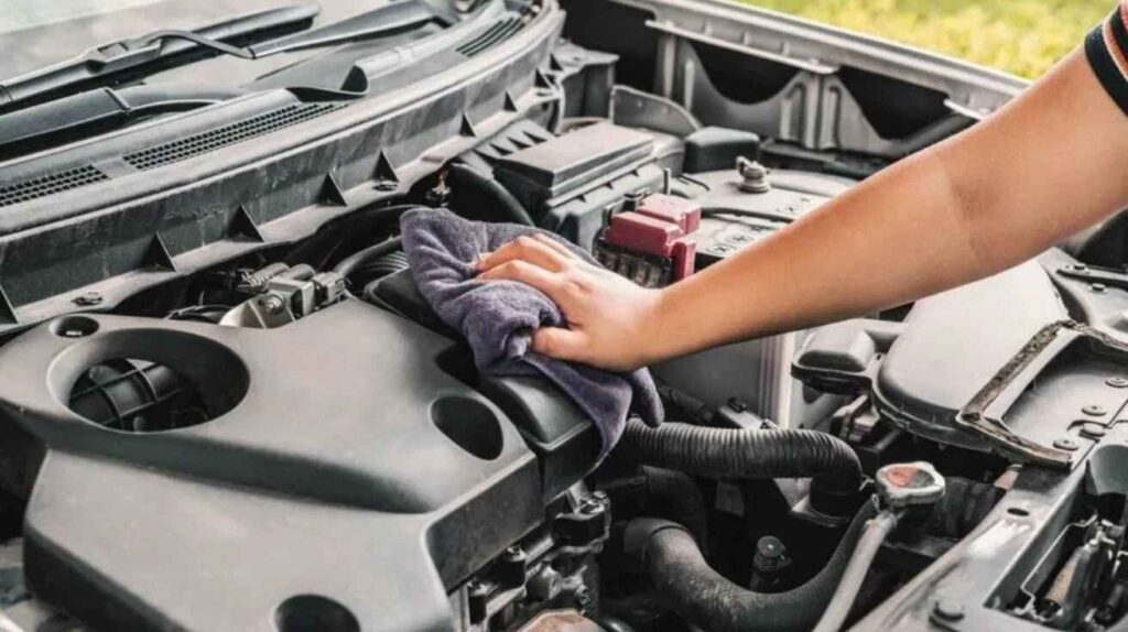 a clean car engine running smoothly with a glowing oil flow overlay, symbolizing efficiency showing benefits of synthetic oil protection