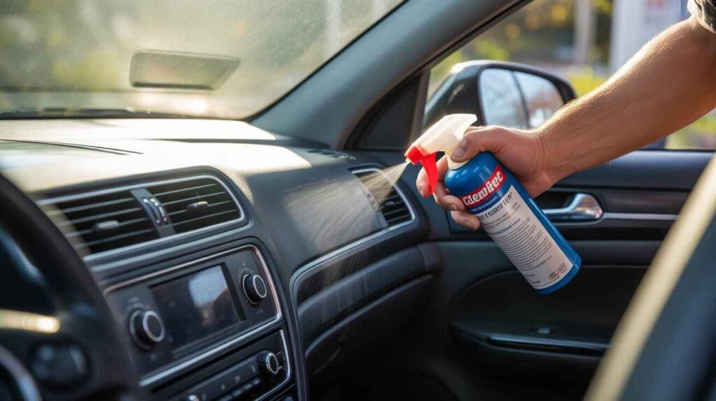 Driver cleaning car stereo terminals to fix speaker crackling issue.